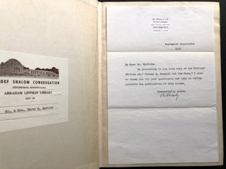 Thomas G. Masaryk and the Jews, Patron's edition, limited, with note from publisher
