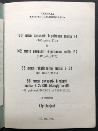 World War II Finnish instruction manual on anti-tank rocket launchers