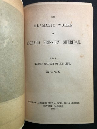The Dramatic Works of Sheridan - Thomas A. Watson's copy (Bell's assistant)