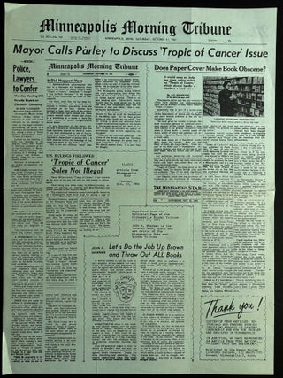 Item #H37601 "Mayor Calls Parley to Discuss 'Tropic of Cancer' Issue - 1961 doublesided...