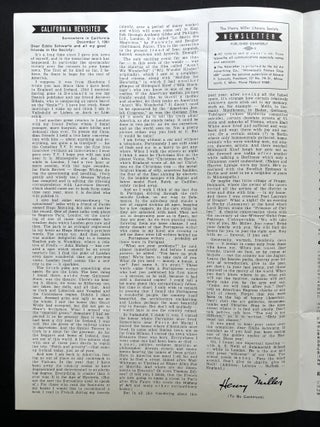 The Henry Miller Literary Society Newsletter, No. 8, December 1961