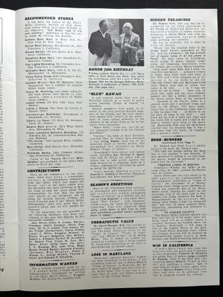 The Henry Miller Literary Society Newsletter, No. 8, December 1961