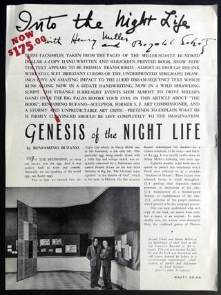 Large promotional flyer x 3 for Miller and Bezalel Schatz's "Into the Night Life" (1947)