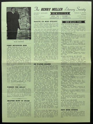 Item #H37611 The Henry Miller Literary Society Newsletter, No. 6, April 1961. Henry Miller, ed...