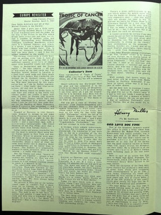 The Henry Miller Literary Society Newsletter, No. 6, April 1961