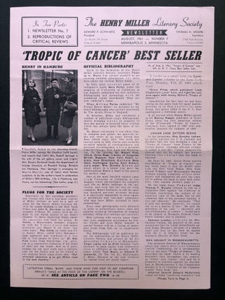 Item #H37612 The Henry Miller Literary Society Newsletter, No. 7, August 1961. Henry Miller, ed...