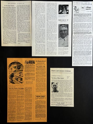 Item #H37614 5 flyers & broadsides, 1958-1961 published by the Henry Miller Literary Society....