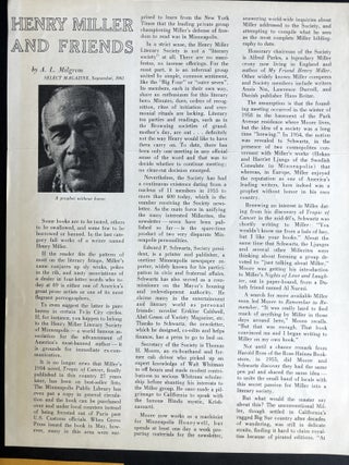 5 flyers & broadsides, 1958-1961 published by the Henry Miller Literary Society