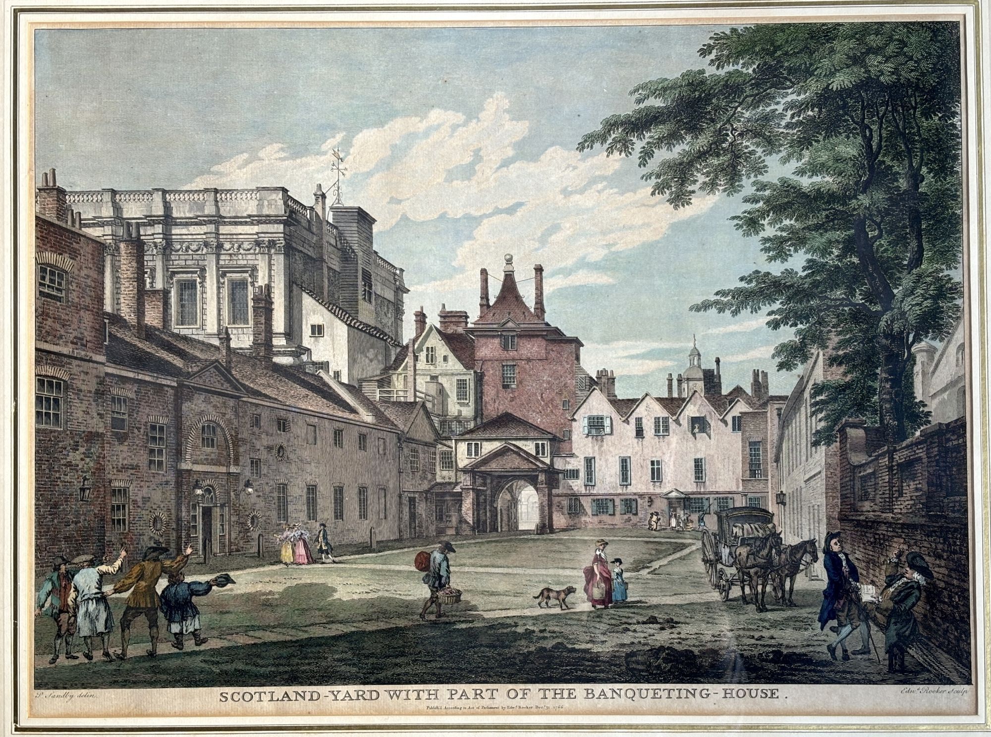 Edward Rooker 1766 large handcolored print: Scotland-Yard with Part of the ...