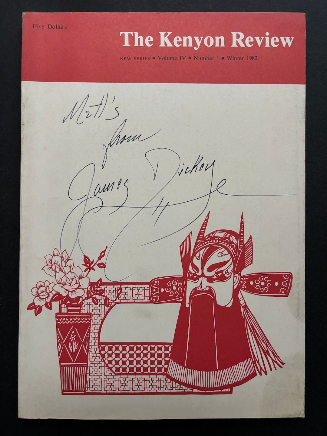 Bruccoli The Kenyon Review, Winter 1982 inscribed to Matthew Bruccoli from James ...
