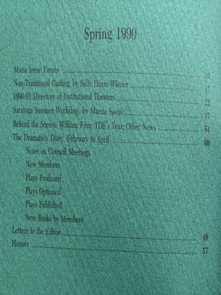 The Dramatists Guild Quarterly: Spring, Summer, Autumn & Winter 1990: Things I Learned the Hard Way I & II with Feiffer, Pierson, Sweet & Wilson, Durang conversation, etc.
