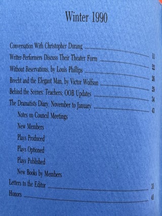 The Dramatists Guild Quarterly: Spring, Summer, Autumn & Winter 1990: Things I Learned the Hard Way I & II with Feiffer, Pierson, Sweet & Wilson, Durang conversation, etc.