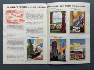 Complete Set of "Our America" 1942-1943 with mounted color cards: Electricity, Lumber, Motion Pictures, Oil, Steel, Transportation, Cotton