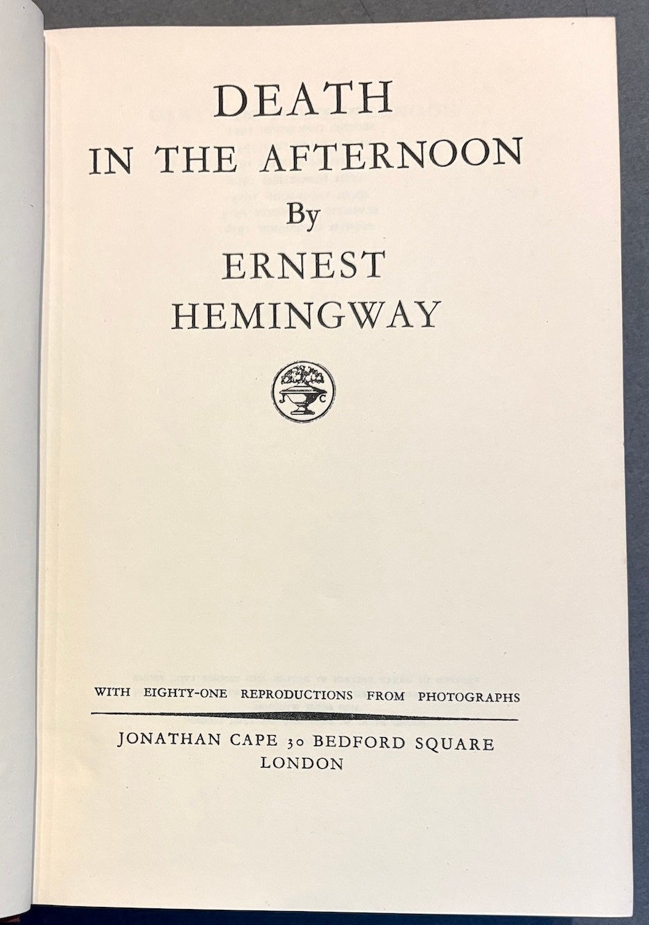Death in the Afternoon | Ernest Hemingway | Later printing