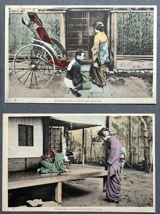Ca. 1907 A Day in the Life of a Japanese Girl, set of 10 colored postcards in envelope