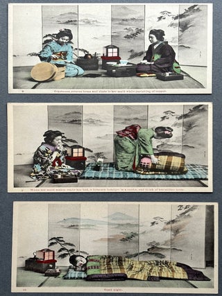Ca. 1907 A Day in the Life of a Japanese Girl, set of 10 colored postcards in envelope