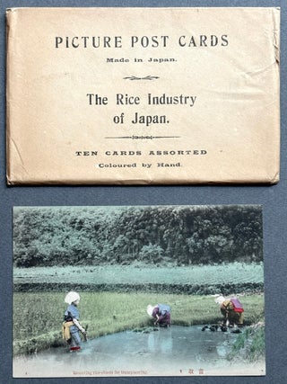 Ca. 1905-1910 The Rice Industry of Japan, 10 postcards hand colored, in envelope