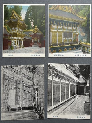 6 postcards ca. 1900s of Nikko Tosho-gu Shrine in original color printed envelope, Tochigi Prefecture