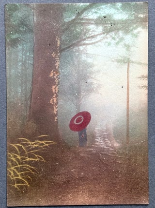 5 hand colored postcards of Japanese landscape scenes, early 1900s: Fuji etc.