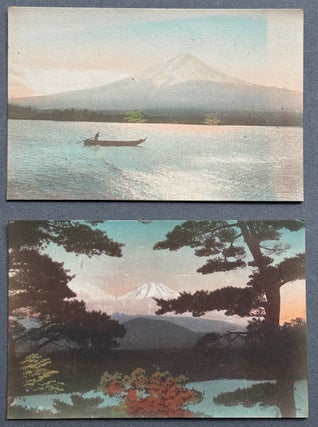 5 hand colored postcards of Japanese landscape scenes, early 1900s: Fuji etc.