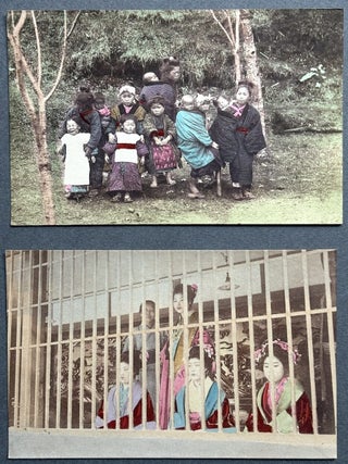5 hand colored postcards of Japanese women, geishas, girls ca. 1900s