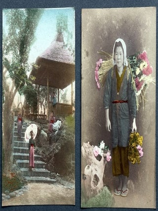 5 hand colored postcards of Japanese women, geishas, girls ca. 1900s