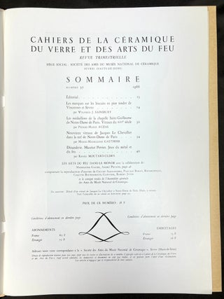Cahiers de la Ceramique du Verre et des Arts du Feu, Nos. 32-39, 1963-1967