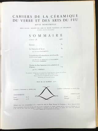 Cahiers de la Ceramique du Verre et des Arts du Feu, Nos. 32-39, 1963-1967
