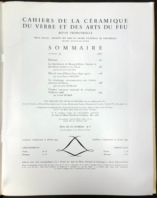 Cahiers de la Ceramique du Verre et des Arts du Feu, Nos. 32-39, 1963-1967