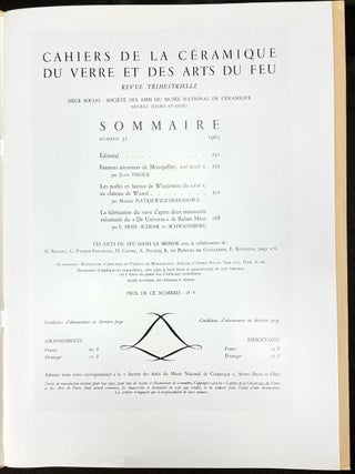 Cahiers de la Ceramique du Verre et des Arts du Feu, Nos. 32-39, 1963-1967