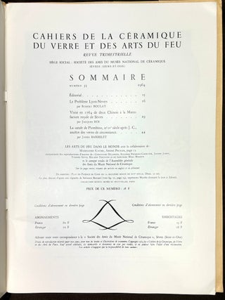 Cahiers de la Ceramique du Verre et des Arts du Feu, Nos. 32-39, 1963-1967