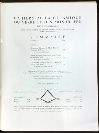 Cahiers de la Ceramique du Verre et des Arts du Feu, Nos. 32-39, 1963-1967