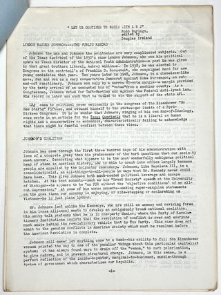 Johnson With Eyes Open (1964 booklet from SDS's Political Education Project)