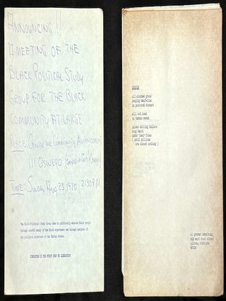 1970 typescript of poems from 18 year old Black poet from Albion, Michigan