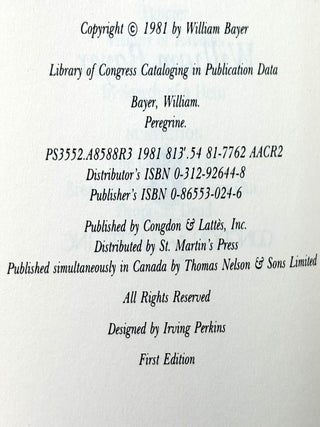Peregrine, signed first edition (Edgar winner)