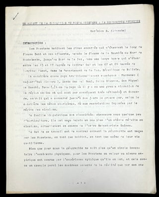 Una Aproximacion a la Etnografia Moceten (Ethnography of Mojeños of Bolivia)