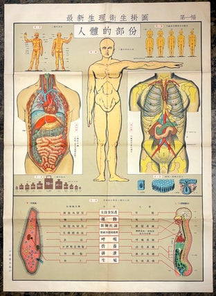 Item #H39484 Set of 6 large color 1950s-60s Chinese health, physiology & hygiene posters:...