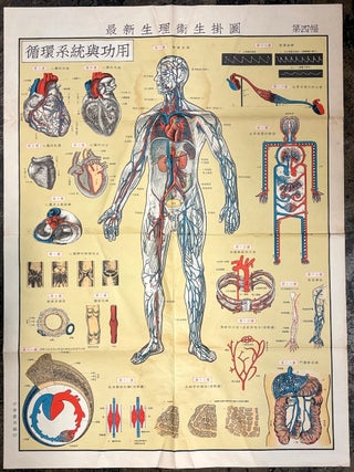 Set of 6 large color 1950s-60s Chinese health, physiology & hygiene posters: Zu&igrave;xin shengli weisheng guatu