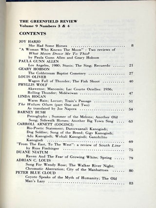 The Greenfield Review, Winter 1981-1982: American Indian Writings