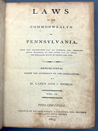 Laws of the Commonwealth of Pennsylvania, Vol. IV (1803)