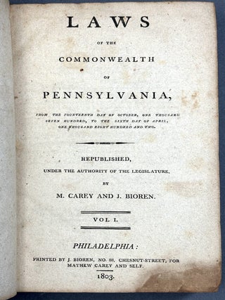 Laws of the Commonwealth of Pennsylvania, Vol. I (1803)