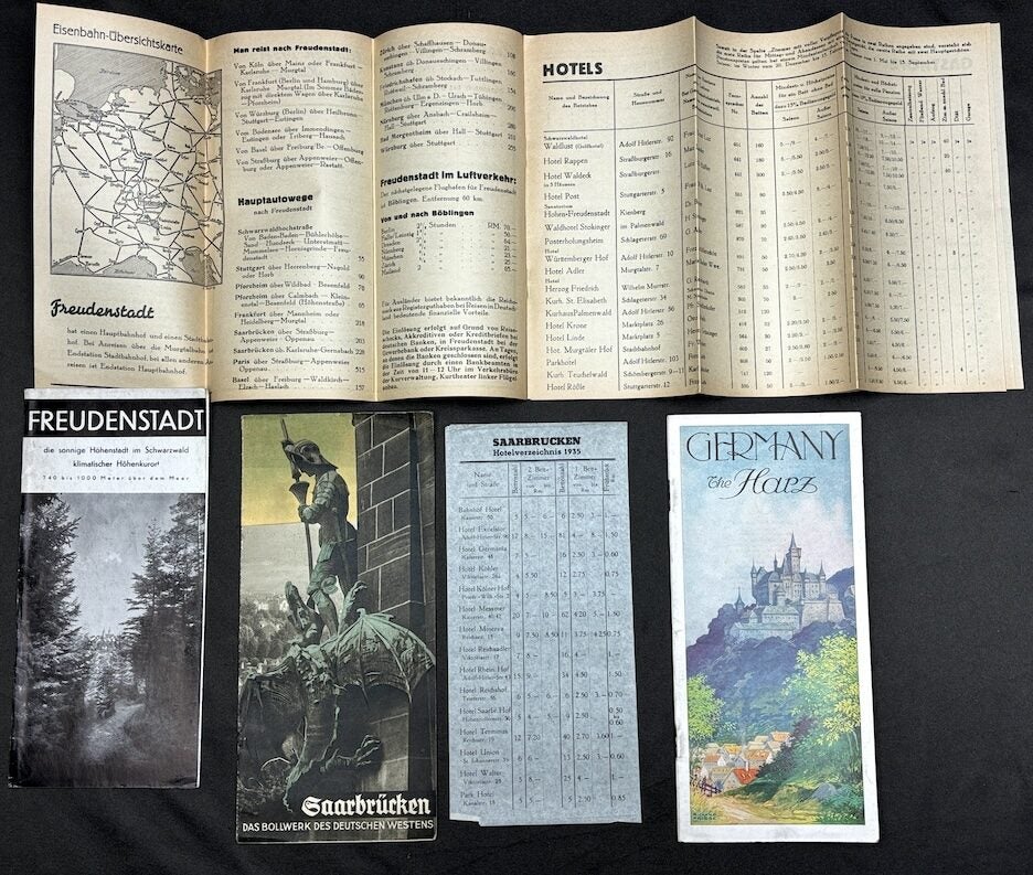 Shoebox full of brochures, travel guides, photos, postcards of 1930s ...