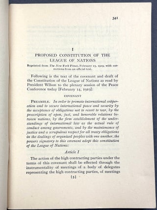 International Conciliation, Special Bulletin, March 1919: Proposed Constitution of the League of Nations, Speeches delivered before the Peace Conference, Addresses delivered by President Wilson in Boston, February 24, 1919 and in New York, March 4, 1919