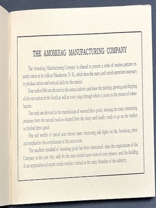 Amoskeag M'f'g Co. Souvenir Program (Ca. 1915) Lecture and Motion Picture Demonstration