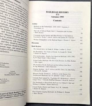 Railroad History, 41 issues, Nos. 132-173, Spring 1975 - Autumn 1995