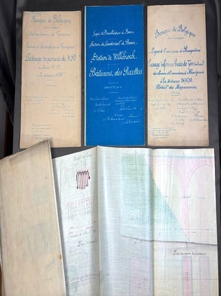 Item #H40166 Belgium public works projects 1880s long specs (5) - hand drawn, hand-colored