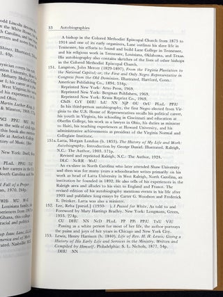 Black Americans in Autobiography (inscribed to author's parents): an annotated bibliography of autobiographies and autobiographical books written since the Civil War