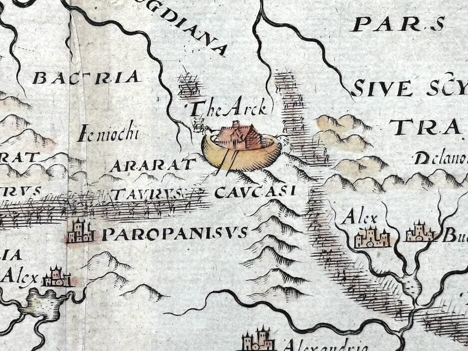 1614 map of India, Holy Land, Central Asia, Arabia etc. from Raleigh's ...