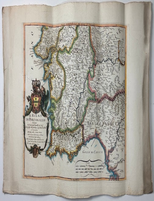 Item #H40721 1692 fine colored map of southern Portugal: Parte Meridionale del Regno di Portogallo. Giacomo Cantelli.