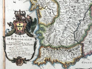 1692 fine colored map of southern Portugal: Parte Meridionale del Regno di Portogallo